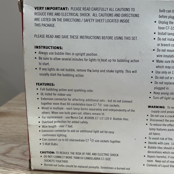 NOMA BUBBLE- LITES Nostalgia Series 1 String Lites & 3 Replacement Bulbs - Picture 8 of 16